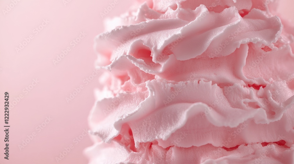 Poster Close up of soft fluffy pink cotton candy with smooth texture and plenty of empty space for creative text placement and advertising options