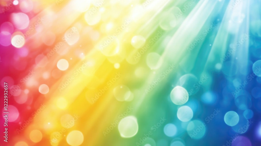 Aufkleber vibrant colorful background with soft bokeh effects and light rays ideal for educational and creativ