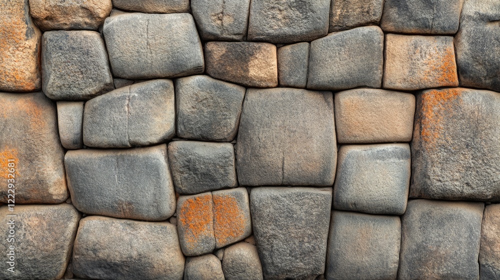 Poster ancient stone wall texture with unique patterns and empty space for text integration