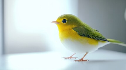 Yellow and White Bird on Table
