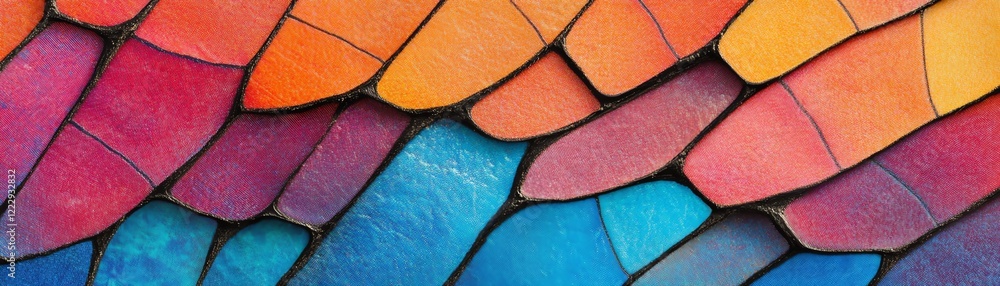 Poster vivid abstract background with colorful geometric shapes and textures.