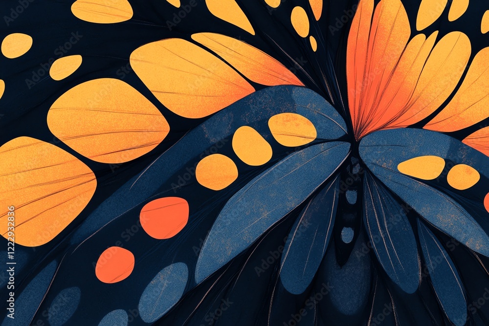 Aufkleber vivid close-up of a butterfly's colorful wings showcasing intricate patterns.