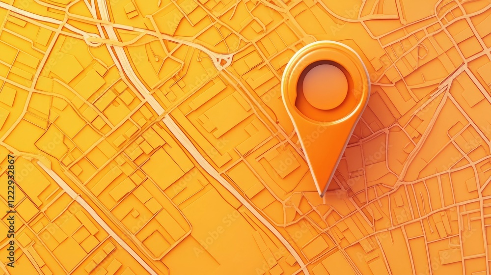 Poster orange map with fibonacci coordinates and placeholder for text in detail