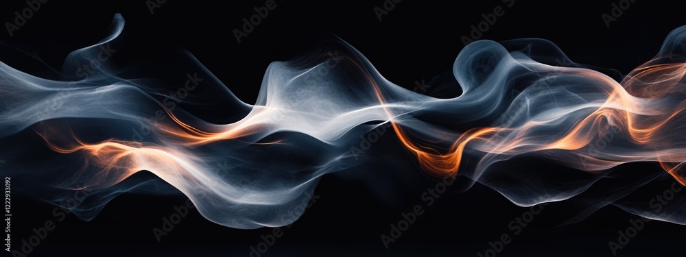 Poster dramatic abstract waves in black and white with vibrant accents creating a spacious backdrop ideal f