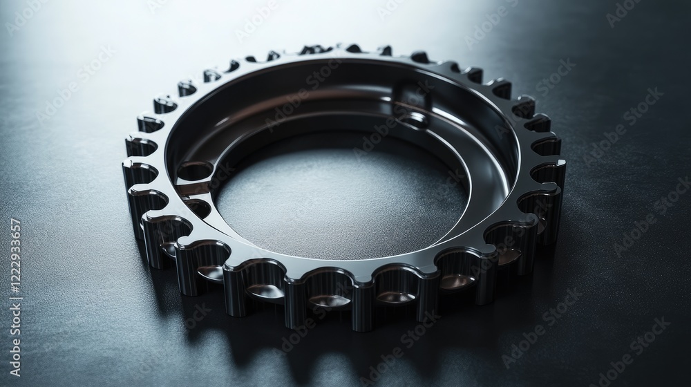 Poster sleek black car engine sprocket design on a dark surface with ample space for customized text and br