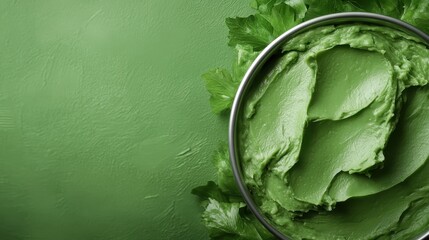 An inviting bowl of smooth green avocado spread, artfully arranged with fresh ingredients, highlighting a modern take on healthy eating that appeals to food lovers.