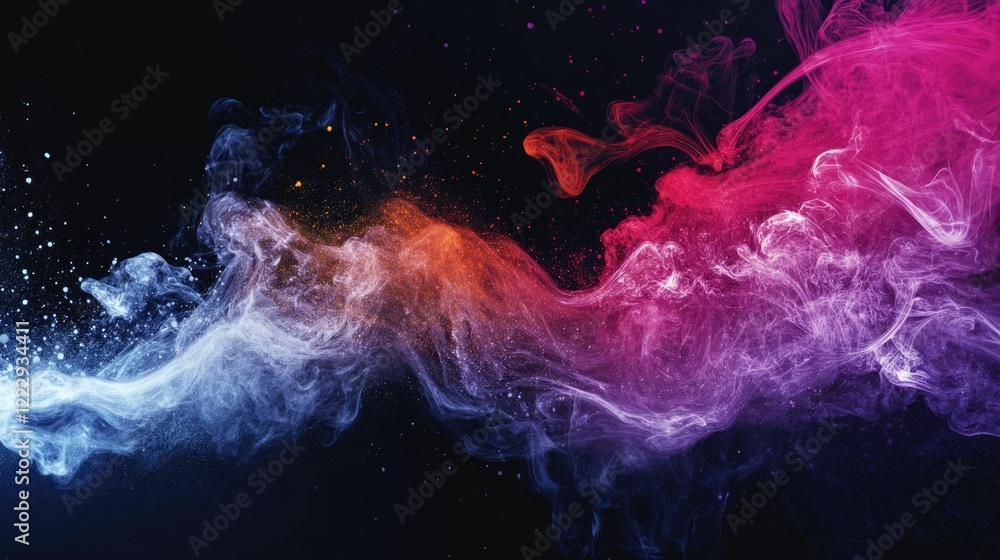 Aufkleber abstract colorful smoke waves in motion with vibrant hues and dark background for creative design an