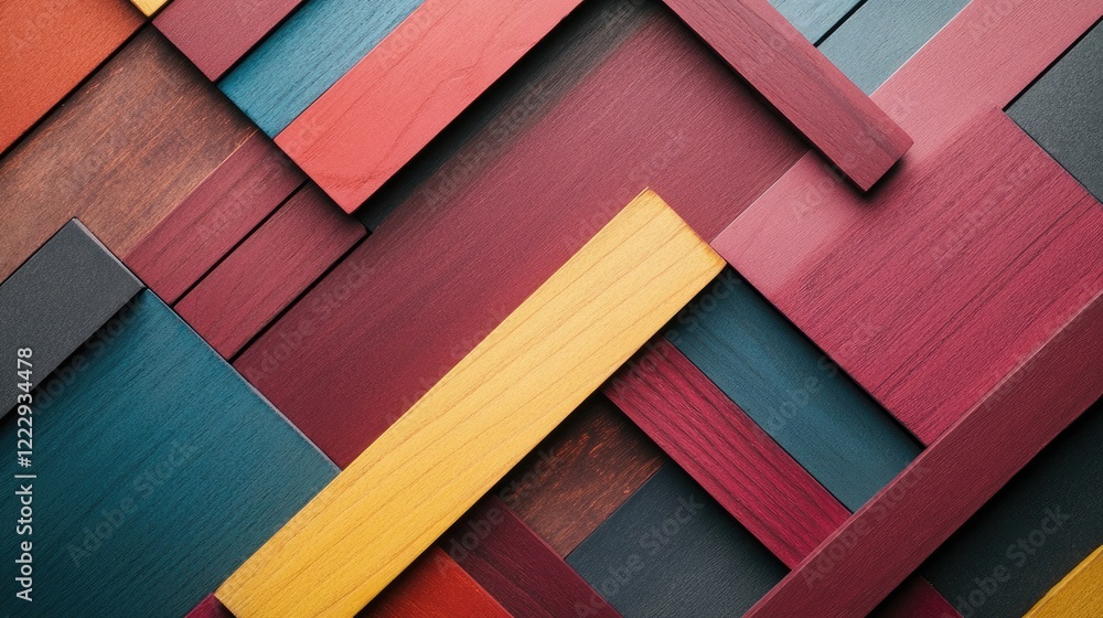 Poster colorful wooden blocks in various shapes with blank space for text or design use