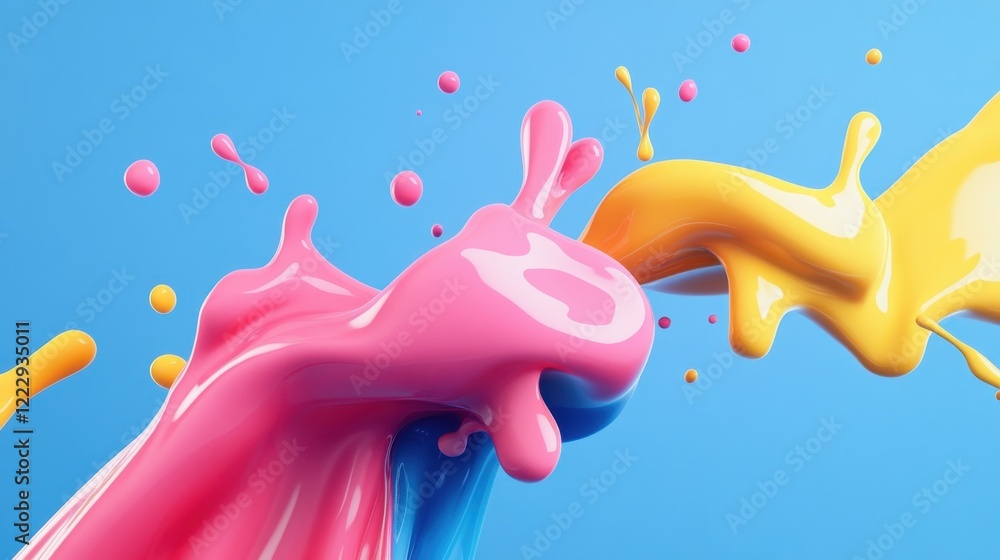 Poster colorful paint splashes creating dynamic abstract background image