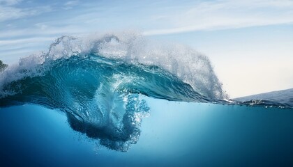 Obraz premium Wave in the ocean with a splash of water