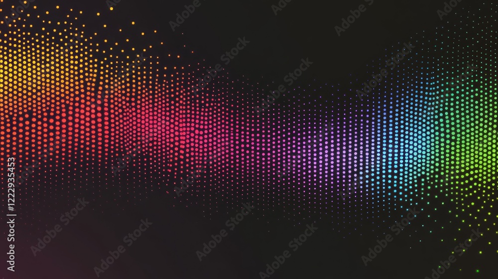 Poster vibrant digital pixel wave for technology and music projects with empty space for creative text and 