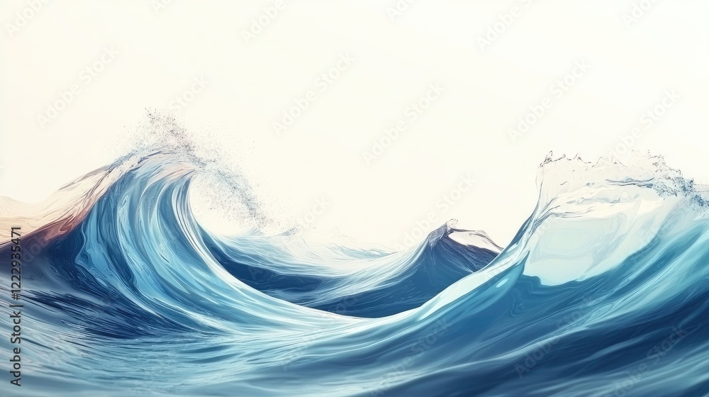 Poster colorful abstract ocean waves with ripple effect and blank space for text for creative designs and a
