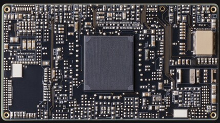 Circuit Board Electronics Close-Up with Empty Space for Text Overlay and Detailed Structure Background