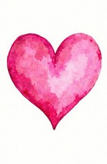 Obraz premium A large pink heart painted with watercolors on a white background. Valentine's day, women's day, mother's day, greeting card design, love concept, space for text, holiday card, banner, poster