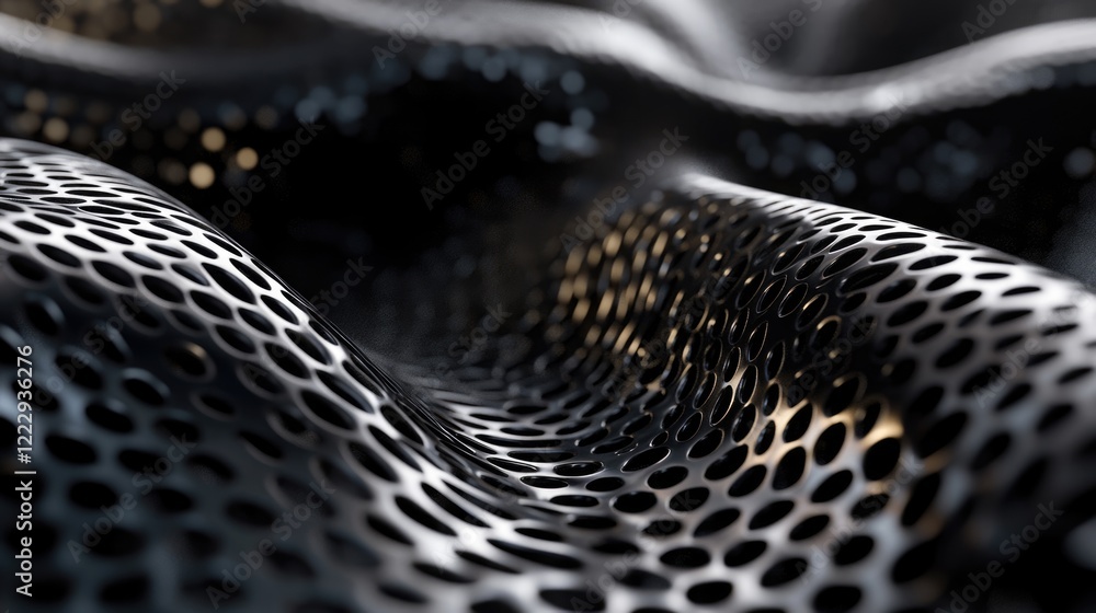 Poster abstract metallic mesh texture with depth and light play ideal for technology or creative background