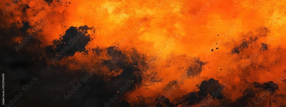 Poster dramatic orange black storm clouds with intense weather atmosphere and empty space for text or graph