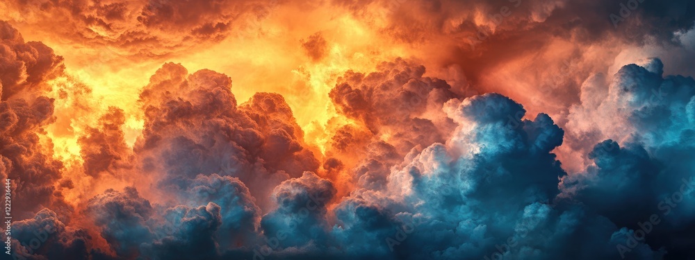 Aufkleber dramatic sunset clouds over ocean horizon creating a vibrant backdrop with space for text and visual