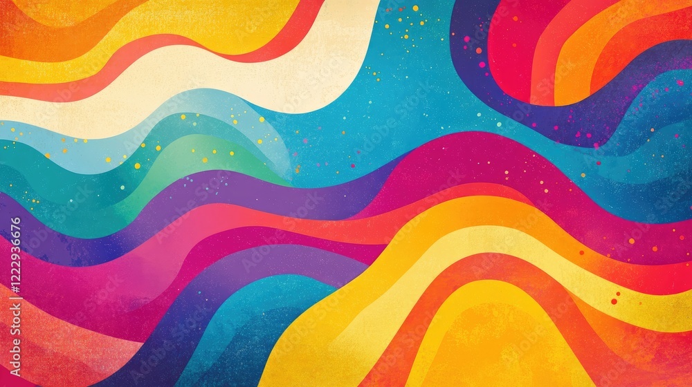 Poster colorful abstract background with retro waves and copy space for creative text placement