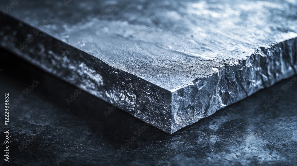 Poster detailed close-up of refractory metal surface showing texture and finish with space for text overlay