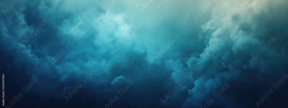 Poster dramatic thunderstorm clouds with lightning dark sky and rain ideal for copy space and atmospheric b