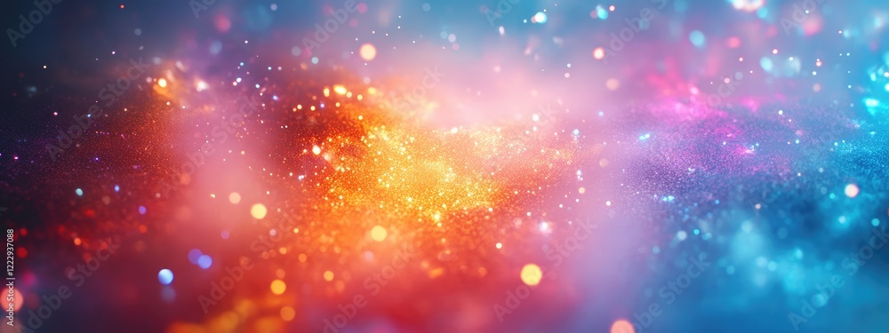 Poster colorful abstract background with dreamy bokeh lights and glowing neon effects creating a vibrant an