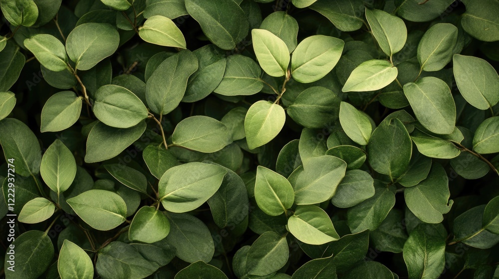 Poster lush green leaves background pattern for nature themes with ample negative space for text and design