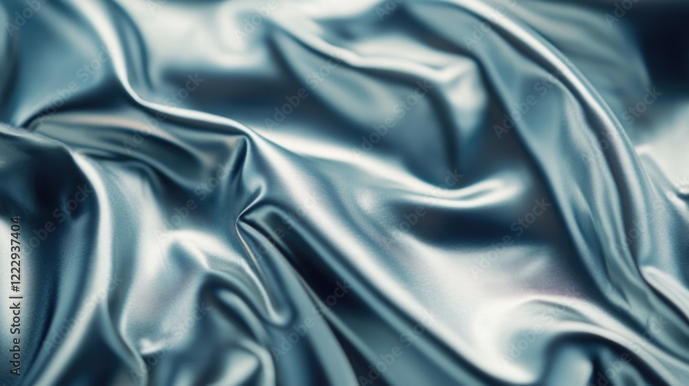 Poster silvery gray satin silk fabric closeup textured background with ample empty space for elegant text p