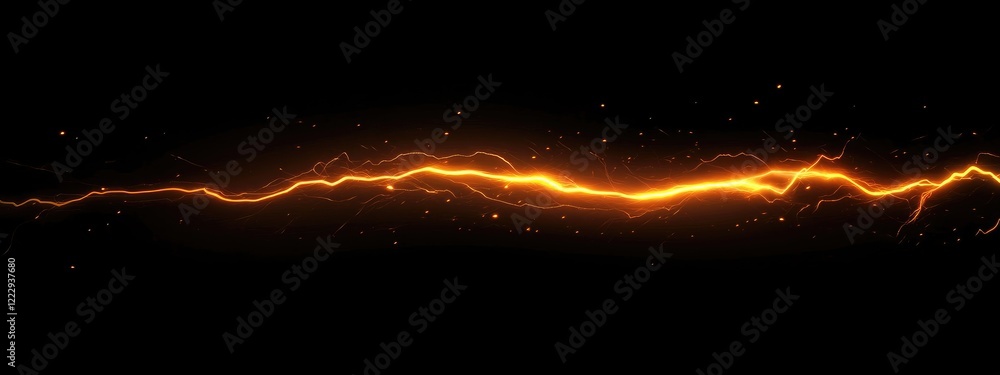 Poster dynamic lightning bolt illuminating the dark night sky with a blank space for customizable text or d