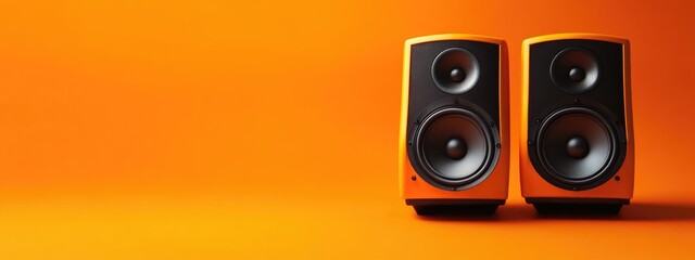 High Contrast Orange Background with Double Northeast Voice Speakers and Blank Space for Text or Branding