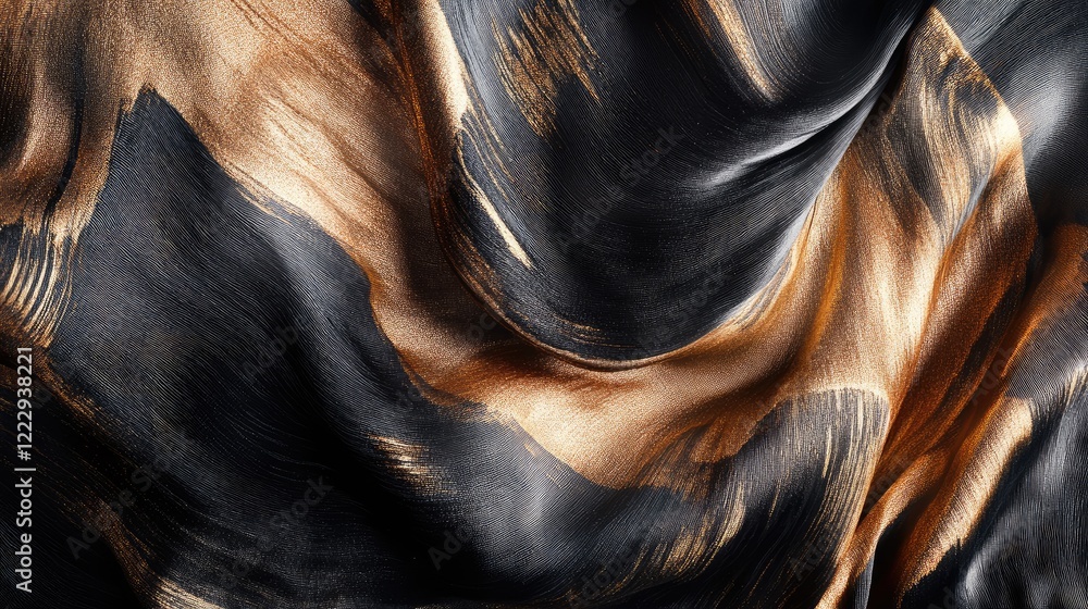 Poster flowing metallic bronze and black silk fabric texture ideal for costumes with space for adding custo