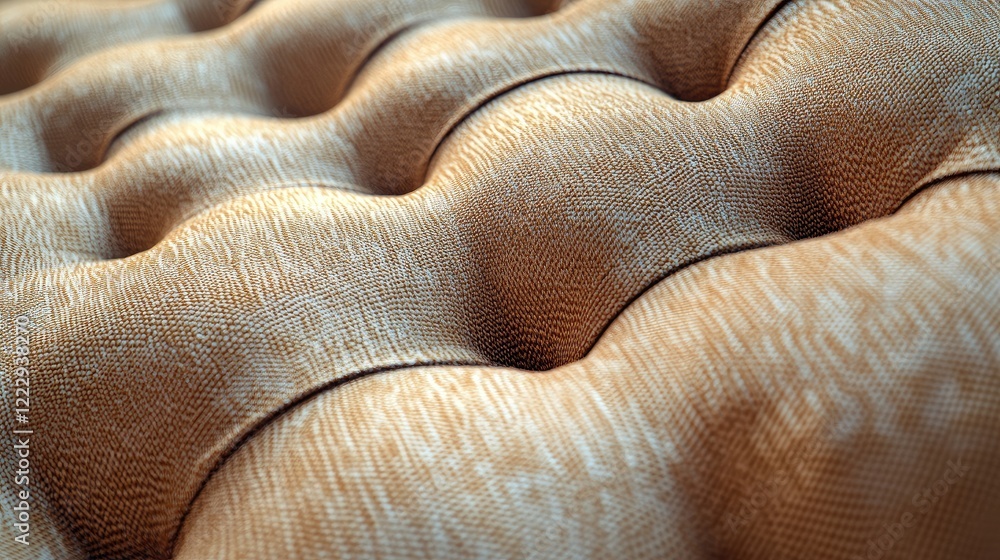 Poster detailed close up of textured fabric upholstery showcasing soft contours and empty space for persona