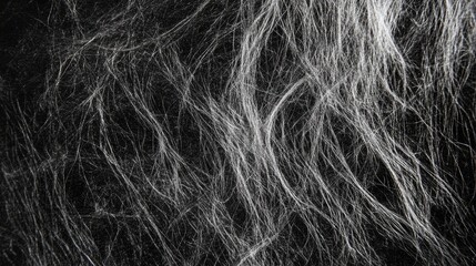 Abstract fiber texture on dark background showcasing intricate patterns with ample space for text or graphical content