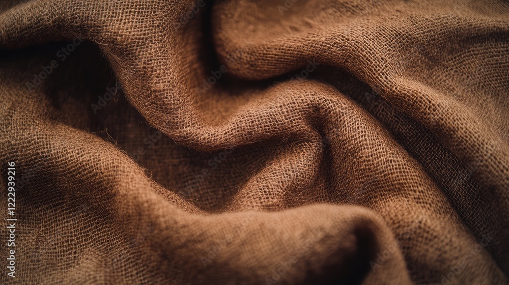Poster close up of soft brown textile fiber texture with empty space for custom text or design elements