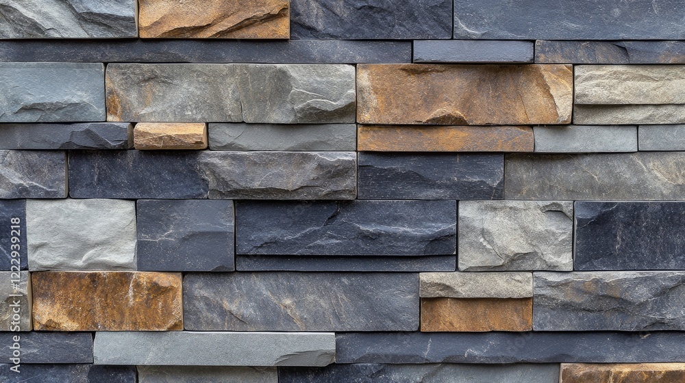Poster textured stone wall background with varied color tiles ideal for construction or interior design pro