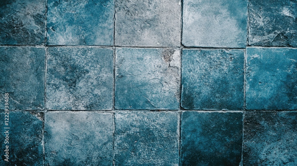 Poster blue gray paved stone ground texture with empty space for text background design