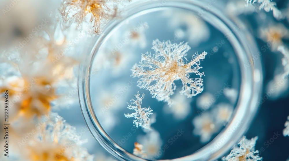 Poster microscopic view of intricate microorganisms with clear space for text overlay