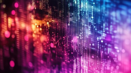 Vibrant Digital Glitch Abstract Background with Colorful Light Effects and Space for Text Display