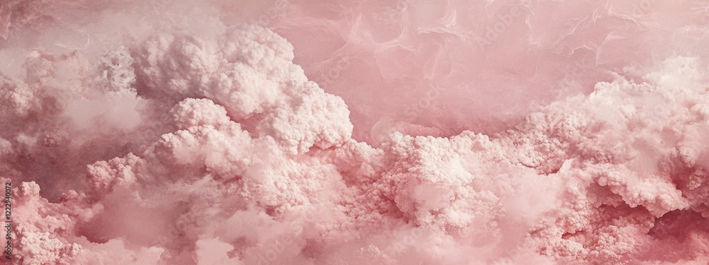 Poster whimsical pink clouds with soft textures and empty space for text ideal for dreamy and artistic desi