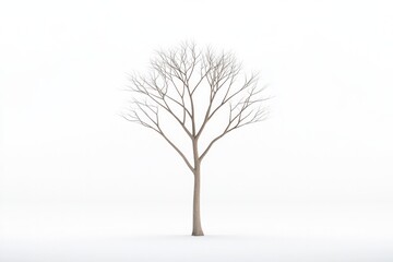 Obraz premium Minimalistic tree silhouette against white backdrop, emphasizing