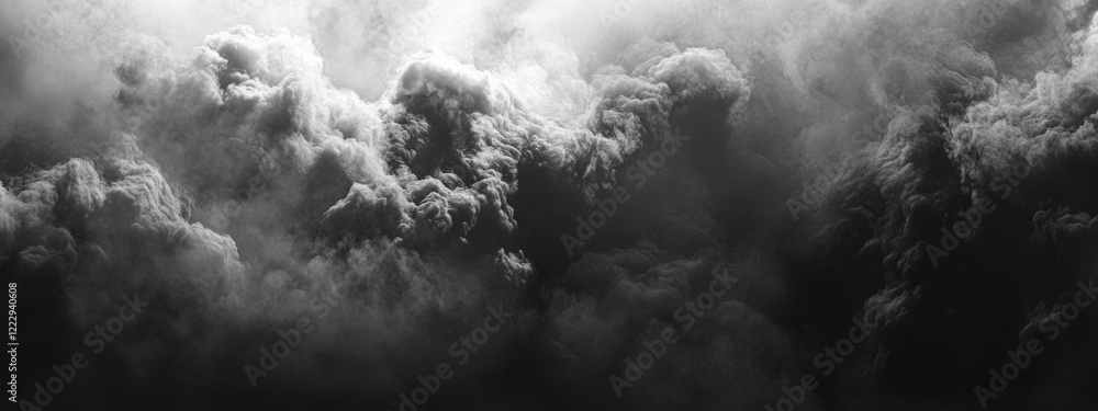 Poster Moody black clouds creating a dramatic sky atmosphere with ample empty space for adding text or graphic elements