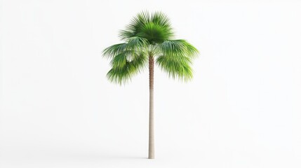 Tall palm tree with lush green fronds stands elegantly against b