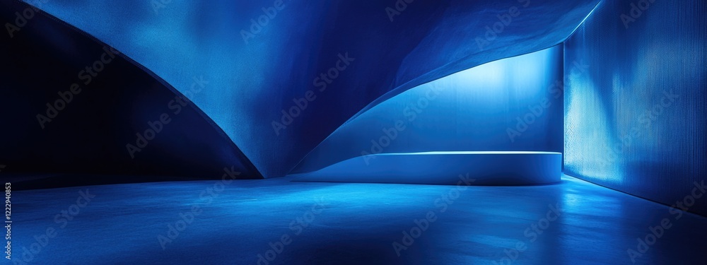 Aufkleber dramatic blue lighting in an abstract space with empty area for text highlighting creativity and mod