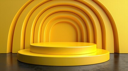 Obraz premium Yellow Circular Platform With Arch Background