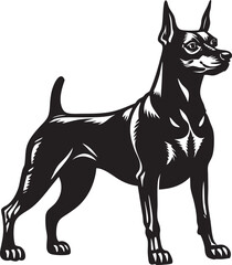 American Hairless Terrier Silhouette in Black and White