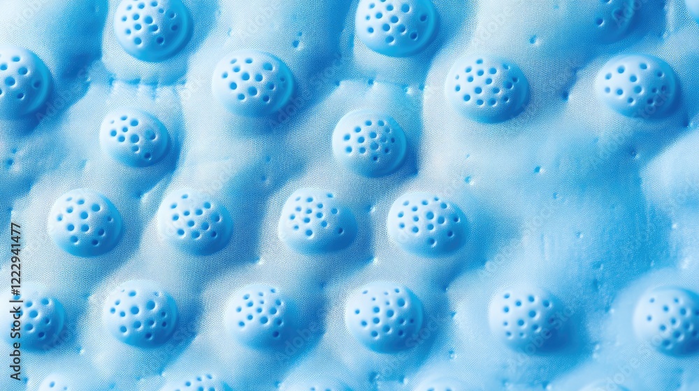 Poster blue textured bubbles on a light blue background with ample empty space for customizable text or gra
