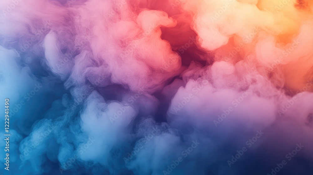 Poster colorful smoke texture with soft light effects and empty space for text or graphic overlays in a dre