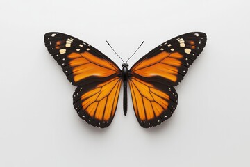 Fototapeta premium Vibrant butterfly with striking orange wings showcases intricate