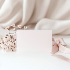 Obraz premium white gift box with ribbon