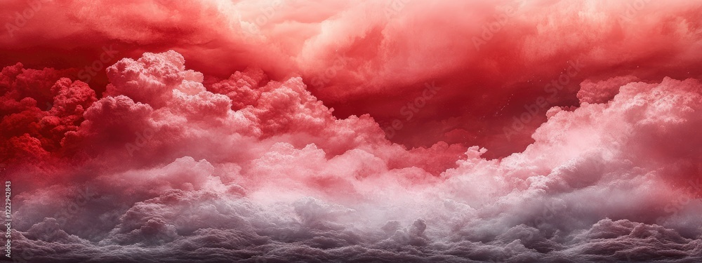 Poster dramatic red and pink turbulent clouds with stormy weather creating an atmospheric backdrop ideal fo
