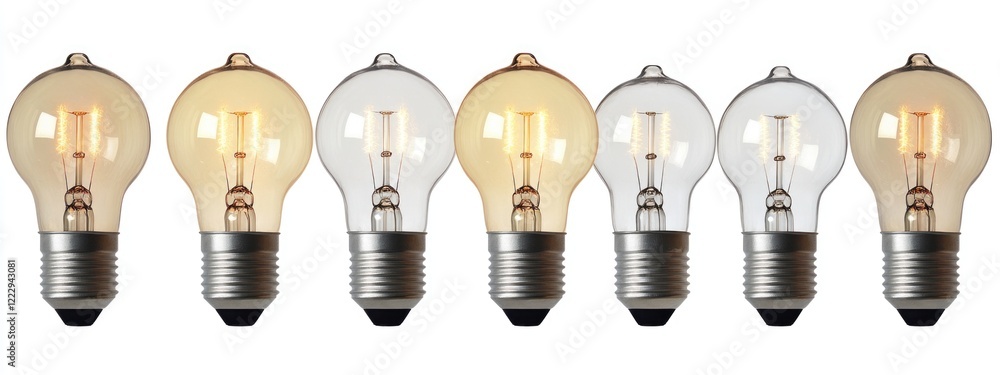 Poster dozen light bulbs in various states with blank space for custom text and design elements